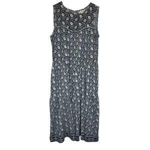 MAX STUDIO Couper Cut Sleeveless Dress Floral Print Blue Size Medium